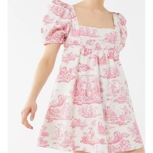 Urban Outfitters Laura Ashley Printed Pink Puff Sleeve Dress Size S